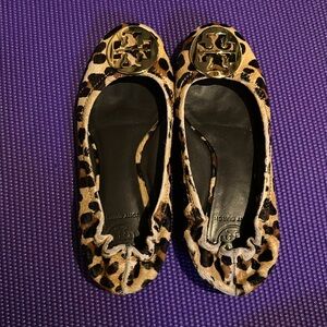 Tory Burch leopard flats with gold detail